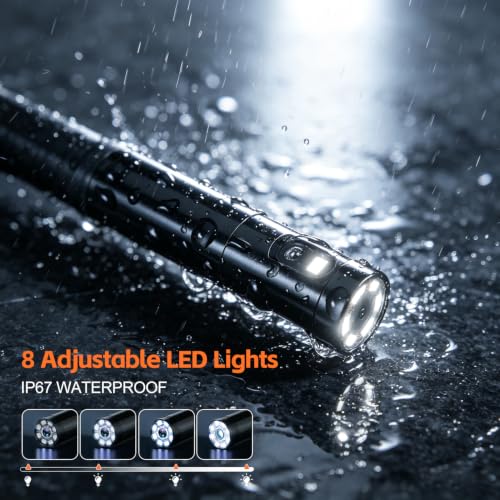 Endoscope Camera with Light,Borescope Camera with 4.3" IPS Screen1080P HD with 8 LED Lights,16.5FT Semi-Rigid Cord Bore Scope,IP67 Waterproof Sewer Borescope (16.5FT Dual Lens Black) - size: 16.5FT Dual lens Black
