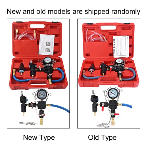 Coolant System Vacuum Purge Tool, Universal Radiator Refill Kit with Pressure Gauge and Flexible Hoses for Most Cars, SUVs and Light Trucks