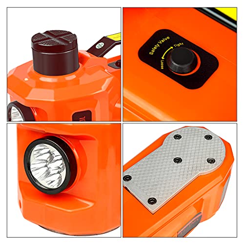 Electric Car Floor Jack Kit 5 Ton with LED Light & Tire Inflator Pump 3-in-1, Portable 12V DC Hydraulic Car Jack Lift Kit for SUV MPV RV Sedan Truck Quick Emergency Roadside Tire Change