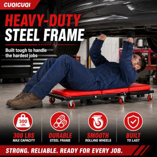 Automotive Creeper, 36 Inch Z-Shaped Garage Creeper, Low Profile Mechanic Creeper Seat with 300 lbs Capacity, 360° Swivel Casters for Car Repair, Garage and Workshop