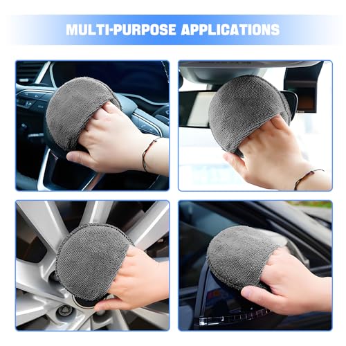 Hovom 6PCS Microfiber Wax Applicator, 5" Round Applicator Pads, Soft Automotive Waxing Foam Pads, Buffing Pads for Car Cleaning, Polishing and Detailing, Reusable Car Wash Sponge (Dark Gray) - color: Dark Gray