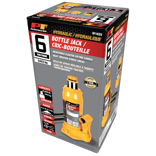 Performance Tool W1625 6-Ton (12,000 lbs.) Heavy Duty Hydraulic Bottle Jack,Yellow - size: 6-Ton