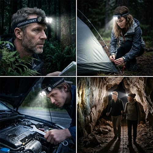 2-Pack Head Lamp, LED Magnetic Headlight with Type-C Charging, Black