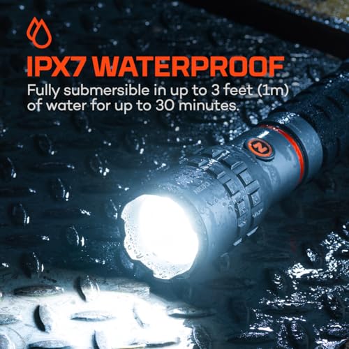 NEBO SLYDE King 4K Flashlight | Powerful 4000 Lumen LED Flashlight & 1000 Lumen COB Work Light, USB Rechargeable, IPX7 Waterproof, Magnetic Base, Zoomable, Super Bright Tactical Handheld Light - Gray - color: 4000 Lumens- Gray
