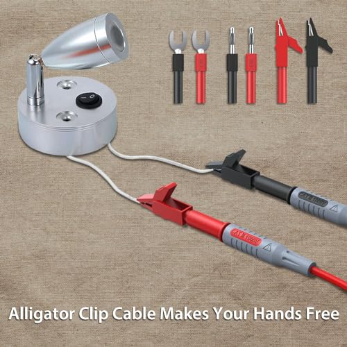 Proster 24pc Multimeter Test Lead Kit - Probes Alligator Clips 1000V | Replaceable 2 Probes 8 Tips 4 Clips 2 Spring Hooks 2 Leads 2 Banana 2 Spade CAT III 1000V, 10A Silicone leads - style: Test Leads 24pcs