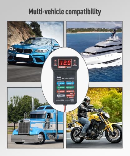 Battery Tester 12v Automotive,Car Accessories Universal Car Battery Tester,Voltmeter with LCD Display and LED Indication,Automotive Replacement,Suitable for Cars,Motorcycles,Trucks,RVs,ATV