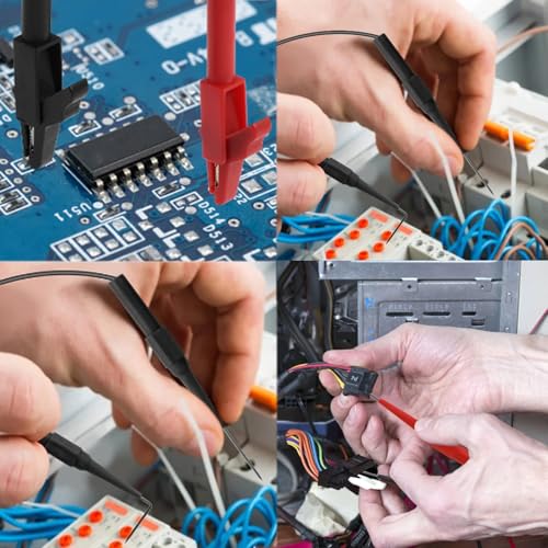 30Pcs Back Probe Kits, Banana Plug to Copper Alligator Clip Automotive Test Leads Set with Alligator Clips Wire Piercing Probes, 15PCS Back Probe Pins for Car Repairing Diagnostic 5 Colors