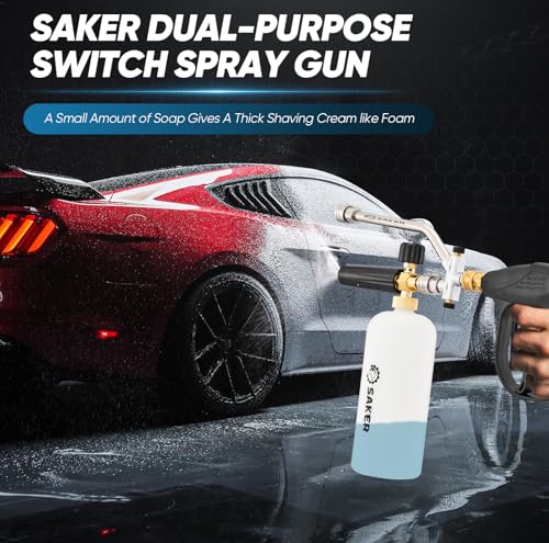 Saker Foam Cannon Dual Connector Accessory, Dual-Purpose Switch Spray Gun,Foam Cannon for Pressure Washer for Car Washing and Cleaning - size: Foam Cannon Dual Connector Accessory