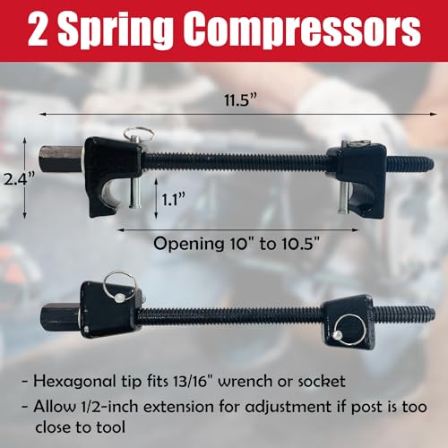 Strut Spring Compressor, 11-1/2" Macpherson Strut Spring Compressor Tool Set, 1/2" Drive, 13/16" Socket to Compress the Coil Spring Tool- 2 Pack