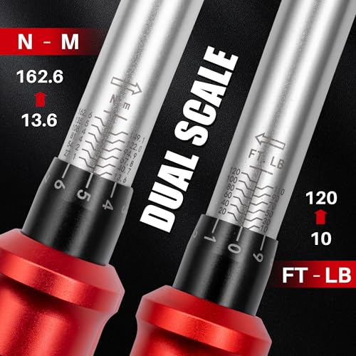 Adjustable Open End Torque Wrench 1/2" Drive-10-120 Ft-Lb for HVAC | 40MM 1/2 Inch Pound Torque Wrench(13.6-162.6Nm), Interchangeable Jaw&Ratchet Head for Car Moto Narrow Pipeline DIY - size: 1/2" 10-120FT.LB, style: Click