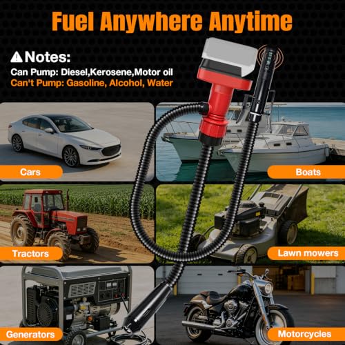 Fuel Transfer Pump for DeWalt 20V Battery, 5GPM Auto Stop Electric Diesel Kerosene Motor Oil Extractor Pump with 4 Size Gas Can Adapters, Drip Free Fuel Pump for Tractor Car Boat Generator Lawn Mower