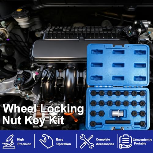Gickbussu 22PCS Locking Lug Nut Key Set for VW Audi | Anti-Theft Wheel Lock Removal Kit, Covers 521-540 Patterns, Adapter & Punch Included, for Mechanics and DIY