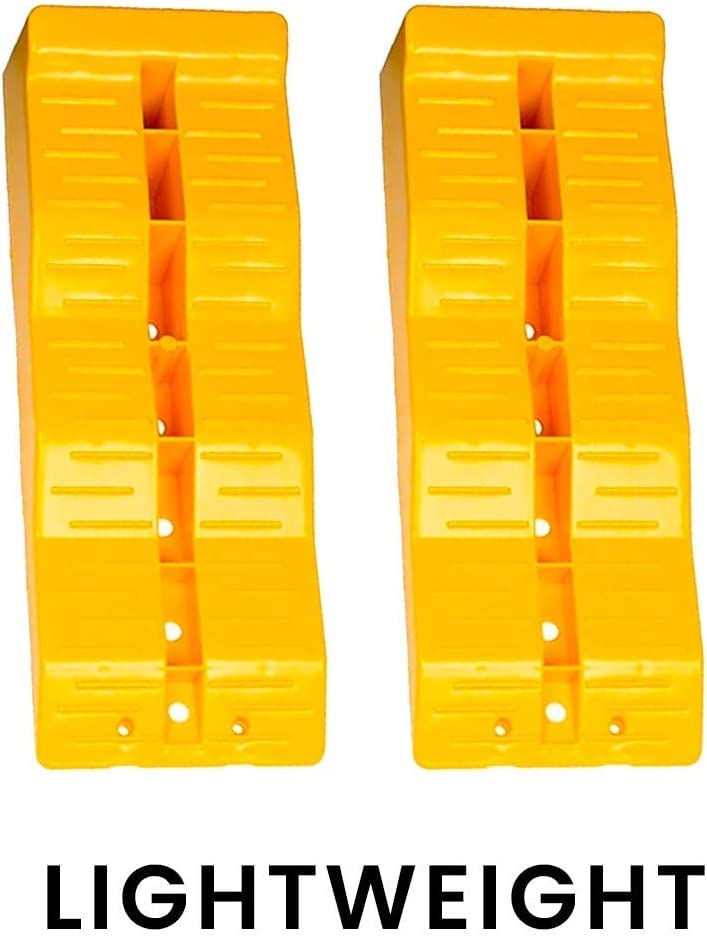 Yellow Leveling Car Ramps – Zento Deals Tri-Leveler, Sturdy Material on Uneven Ground, Universal Fit for Cars Trailer SUV, Stable Ramp/Wheel Chocks Premium Quality - size: 4 sets