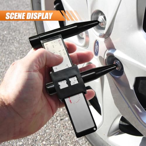 KITUREK PCD Gauge Ruler, Wheel/Rim Bolt Pattern Sliding Measuring Tool, Car Wheel Lug Bolt Pattern Gauge PCD Ruler for 4 5 6 8 Holes Sliding Caliper