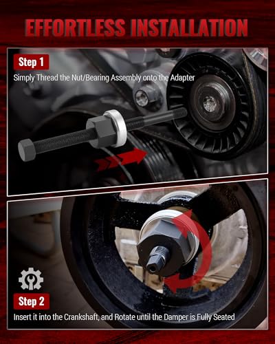Reywoo Harmonic Balancer Installer Set, Long Reach Crank Pulley Underdrive Pulley Damper Installation Tool Kit for Balancer Pulleys - style: Installation