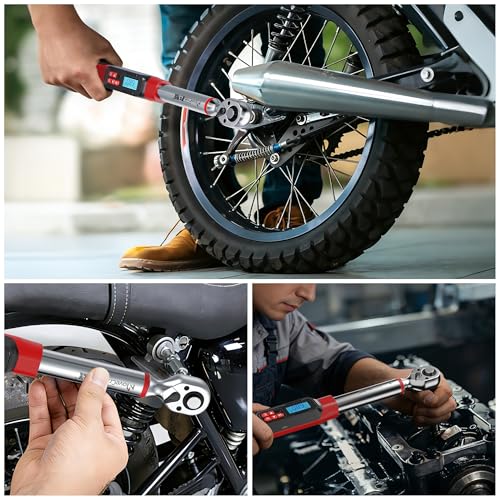 3/8" Digital Torque Wrench Set, 5-99.6 Ft.lb, ±2% Accuracy, 8pcs | Electronic Torque Wrench with LED & Buzzer Alerts, 4 Sockets, Extension Bar & Adapters for Automotive, Motorcycle, Bicycle - size: 3/8" 5-99.6Ft.lb/6.8-135N.m