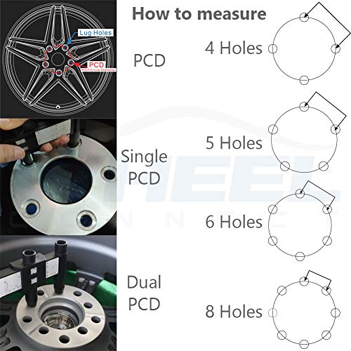 WHEEL CONNECT PCD Gauge,Wheel/Rim Bolt Pattern Measuring Tool, PCD Ruler, Sliding Caliper for 4 5 6 8 Holes - color: Style-A