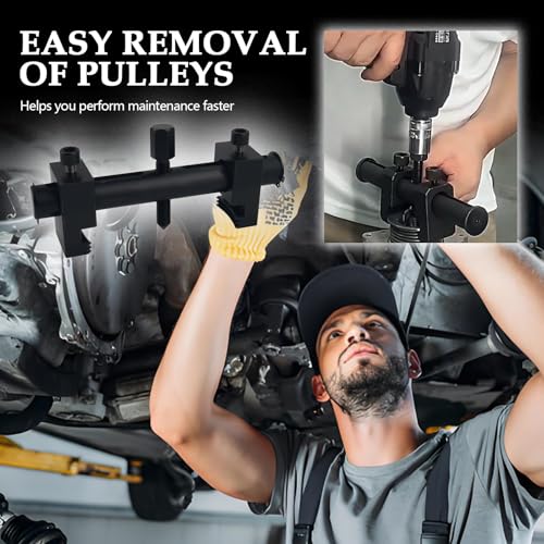 Pulley Puller Tool with 17mm Hexagonal Wrench,Crankshaft Pulley Removal Tool Suitable for 40-160mm Pulleys,Professional Crank Pulleys Removal Tools for Crankshafts,Water Pump