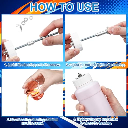 3 Pcs Skate Bearings Cleaning Tool Kit Skateboard Bearing Press Tool Skate Bearing Puller Cleaning Bottle for Installation and Maintenance Roller Skates, Skateboard Scooters