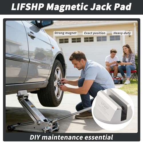 4Pcs Universal Aluminum Grooved Magnetic Jack Pad, Jacking Puck Pinch Weld Frame Rail Adapter, for Car SUV Truck Pickup Sedan MPV Wagon, Change Tire Repair Tires Oil Change Must Have-Silver - color: Silver-4Pcs