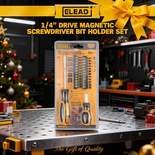 26-Piece Magnetic Security Torx Screwdriver Bit Set - 1/4 inch Magnetic Bit Driver, T5-T40, Ergonomic Cushion Grip 95mm & 210mm Handles, Torx, Square, Phillips, Slotted Bits - color: 26-piece Black