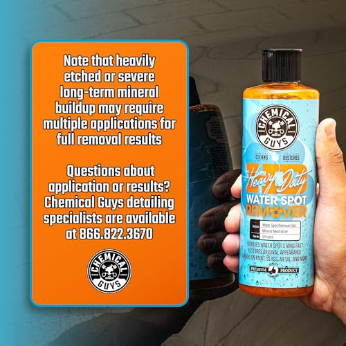 Chemical Guys, Heavy Duty Water Spot Remover Gel for Glass & Paint, 16 oz | Thick gel clings to glass and panels to tackle hard water stains and mineral marks, prepping for wax or ceramic - size: 16 Fl Oz (Pack of 1)