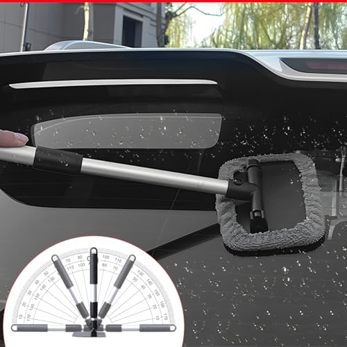 BESULEN Car Windshield Cleaning Tool, Extendable Handle Vehicle Window Cleaning Kit with 3 Reusable Pads, Automotive Interior & Exterior Windscreen Cleaner, Universal for SUV RV Truck (Rectangle) - size: Rectangle