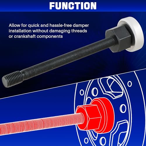 DASBET Long Reach Crank Pulley Underdrive Pulley Damper Installation Tool | 5PCS Harmonic Balancer Installer Set for Ford GM Dodge V8 V6 Engines Long Reach Pulley & Damper Installation