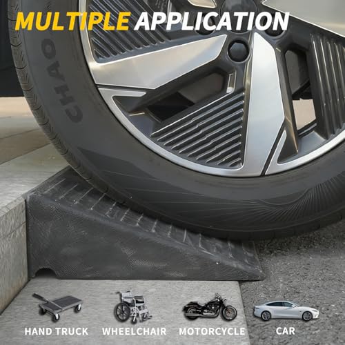 Curb Ramp 3 inch Rise Curb Ramps for Sidewalks Rubber 2 Pcs Driveway Ramps for Low Cars Curb Ramps for Driveway,Shed,Wheelchair 7000lbs Powersport Loading - size: 3.1"inch