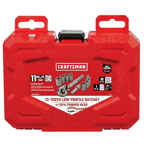 CRAFTSMAN Mechanics Tool Set, SAE, 1/4 Inch Drive, 11 Piece, 90-Tooth (CMMT34870)