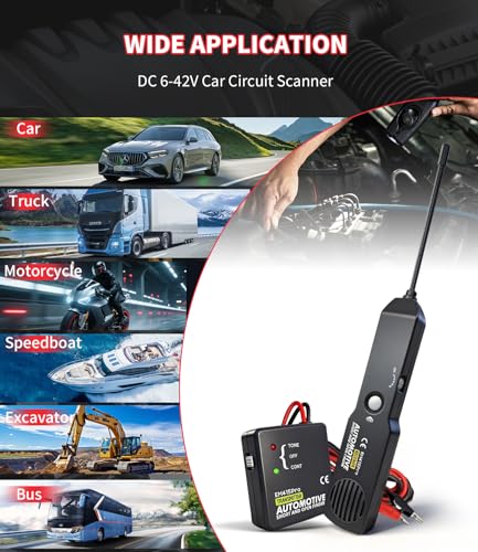 Automotive Wire Tracer Electrical with Battery, FIRSTOOL EM415Pro Automotive Short & Open Finder Circuit Tester,DC 6-42V Fault Probe Cable Tracer,Circuit Breaker Finder for Car, Boat, Trailer etc - style: With Battery