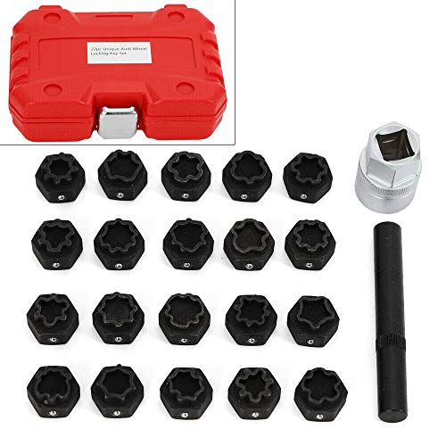TFCFL Universal 22pcs Wheel Lock Lug Nuts Removal Set Automotive Wheel Anti-Theft Screws Remover Socket Keys Kit for Audi with 1/2 inch (12.7mm) Socket Adapter Red