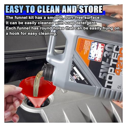 3 PCS Automotive Oil Funnels Set, Wide Mouth Fuel Funnel with Removable Flexible Long Hose, Plastic Right Angle Funnels for Water, Fuel, Oil Change Transmission