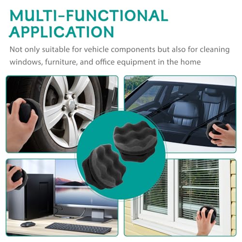 2 PCS Tire Shine Applicator Pad,Hex Grip Tire Dressing Applicator Polishing Sponges Pads,Reusable Tire Shine Sponge Wave,Tire Shine Brush,Car Detailing Sponge for Auto Polishing Cleaning Waxing