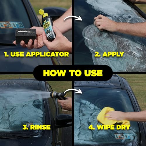 Invisible Glass 91411-6PK Glass Stripper Water Spot Remover Kit – Cerium Oxide Based Auto Glass Polish for Windshields, Hard Water Spots, Road Films & Old Coatings – 4 Fl Oz (Pack of 6) - size: 4 Fl Oz (Pack of 6)
