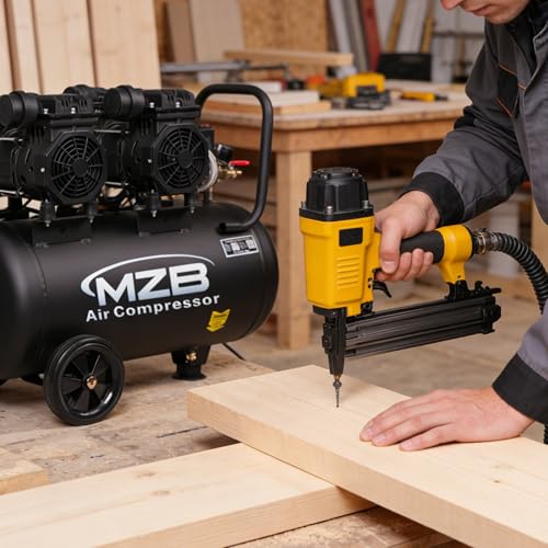 MZB 13.2 Gallon Ultra Quiet Air Compressor 115PSI Steel Tanks 70dB Noise Level Oil Free Air Compressor - size: MZB-1100H-50