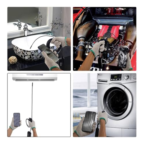 Endoscope Camera with Light, Borescope Tools with 6 Adjustable Led Lights, Endoscope with Semi-Rigid Snake Camera, Ip67-waterproof Inspection Borescope for Phone -16.4ft Dual-Lens (Soft Cord, 1m)