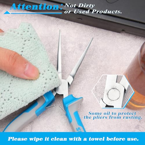 SPEEDWOX Fine Tips Needle Nose Pliers With Serrated Jaw Precision Jaw | Jewelry Making Tools, Long Nose Fishing Pliers, Serrated Jaw, With Protective Cover, For Wire Looping Beading - style: Upgrade Fine Tips Needle Nose