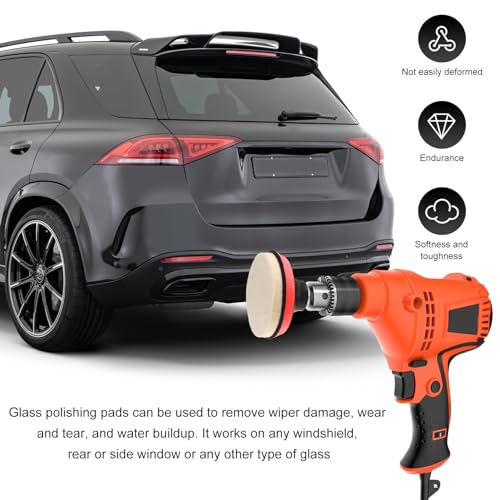 10 PCS Glass Polishing Kit, Windscreen Glass Scratch Removal Kit with 100g Cerium Oxide Powder, Felt Buffing Pad Wool Polishing Wheel Scratch Repair Kit for Glass Window Windshield - color: 10 PCS