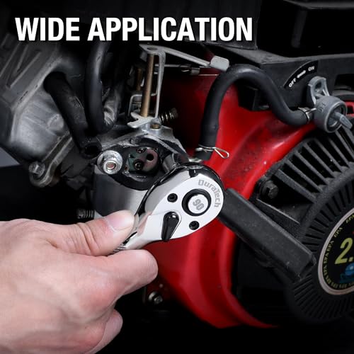 DURATECH 3PCS Stubby Ratchet Wrench Set, 90-Tooth 1/4" 3/8" 1/2" Drive Socket Wrench, Mini Small Ratchet with CR-MO Head, Quick-Release & Reversible Design, Full Polished, EVA Organizer - style: 1/4" & 3/8" & 1/2" Ratchet Set (3-Piece)