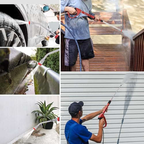 18-Pc Pressure Washer Accessory Kit with Foam Cannon, 5000 Psi | M22 14/15 Mm & 3/8 In Fit, 1/4 In Quick Connect, 6 Nozzle Tips, Brass/Stainless Steel, For Car, Siding, Gutter Cleaning - size: Extension Wands Kit