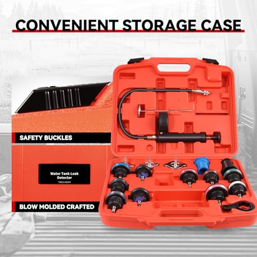 Auto Dynasty Coolant Radiator Pressure Tester Kit with Radiator Adapter Automotive Cooling System Water Tank Leak Tool for Leak Testing Car Van SUV Truck - size: Coolant Pressure Tester Set