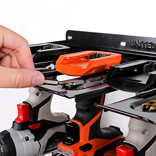UNITEDPOWER Electric Drill Storage Rack, Holds 4 Drills, Wall Mounted Power Tool Organizer for Battery Powered Hand Tools, Workshop, Shed, Garage, Home (Drill Rack) - style: Drill Rack