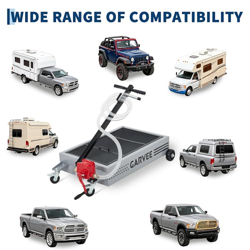 15 Gal Oil Drain Pan with Pump,Low Profile Rolling Oil Drain Cart with 8 ft Hose | with Manual Pump, Wheels & Folding Handle, Oil Drain Tank for Cars, SUVs, Trucks, Buses, RVs - color: National Flag-Silver, size: 15 Gal with Manual Pump