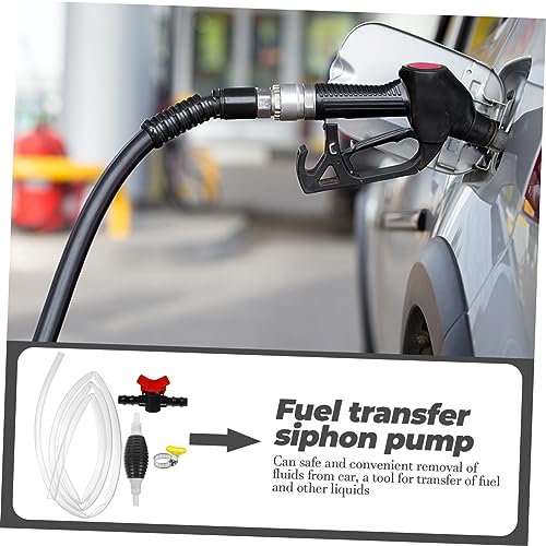Manual Siphon Hand Pump with Transparent PVC Hose Clamps and Switch Valve for Fuel Oil Water Transfer and Easy to Use Pump Kit for Automotive and Fish Tank Liquid Flow