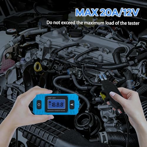 Automotive Circuit Fault Probe Tester, 20A 48V-High-Precision Car Fuse Tester Automotive Current Tester Car Circuit Fault Finder with LED Display Front Light, 2-in-1 Wire Tracer Short Finder