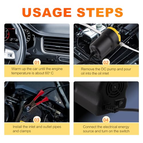 Oil Extractor Pump, 12V 60W Electric Transfer Pump for Cars | Easily Drains Engine Oil from Cars, Motorcycles, RVs, Lawn Equipment & Boats, Quick & Mess-Free Oil Changes
