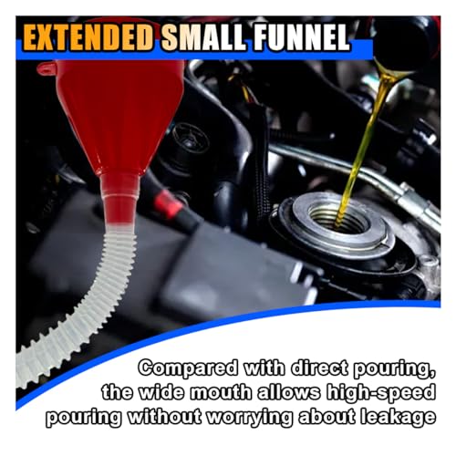 KITUREK Long Hose Plastic Fuel Funnel, Wide Mouth Plastic Oil Funnel, 1PC | Flexible Funnel Universal for Automotive Gasoline Diesel Water Engine Oil Gas Fuel Fluid Liquid Transmission