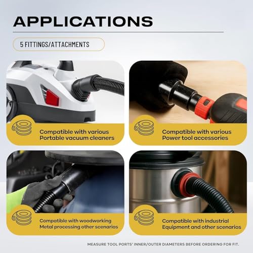 16.4 Ft Dust Collection Hose Kit with 5 Fittings Ultimatefor Woodworking Power Tools,Home Use and Wet/Dry Shop Vacuums - size: 16.4FT HOSE KITS