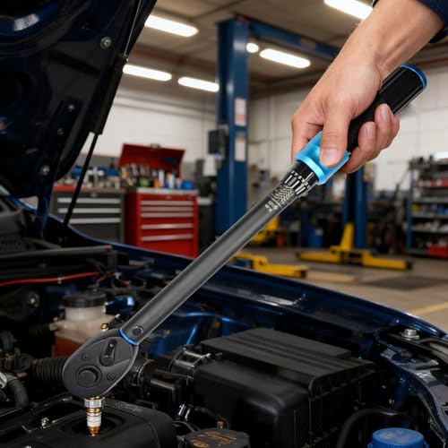 8Pcs 3/8 inch Drive Spark Plug Socket Set with Click Torque Wrench & Magnetic Swivel Sockets, 10-60N·m (7.37-44.27ft·lb) for Car, Motorcycle, Bike & Small Engine